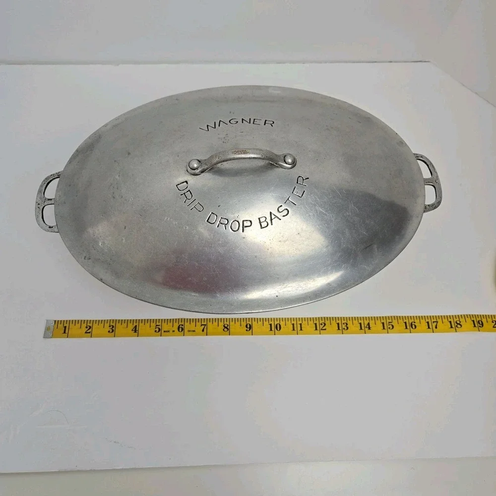 Wagner Ware # 5 265 Oval Drip Drop Roaster Lid And Trivet Vtg Magna Lite USA